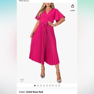 Pink Pleated Satin Dress